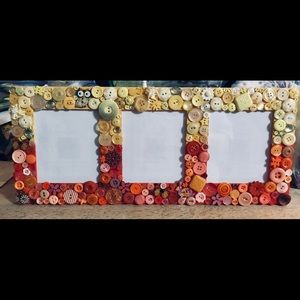 Orange and Yellow Button Art Picture Frame